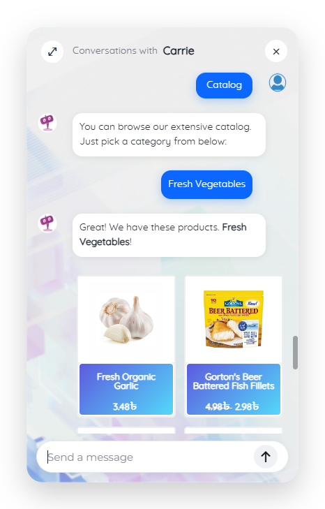 Woocommerce chatbot front end