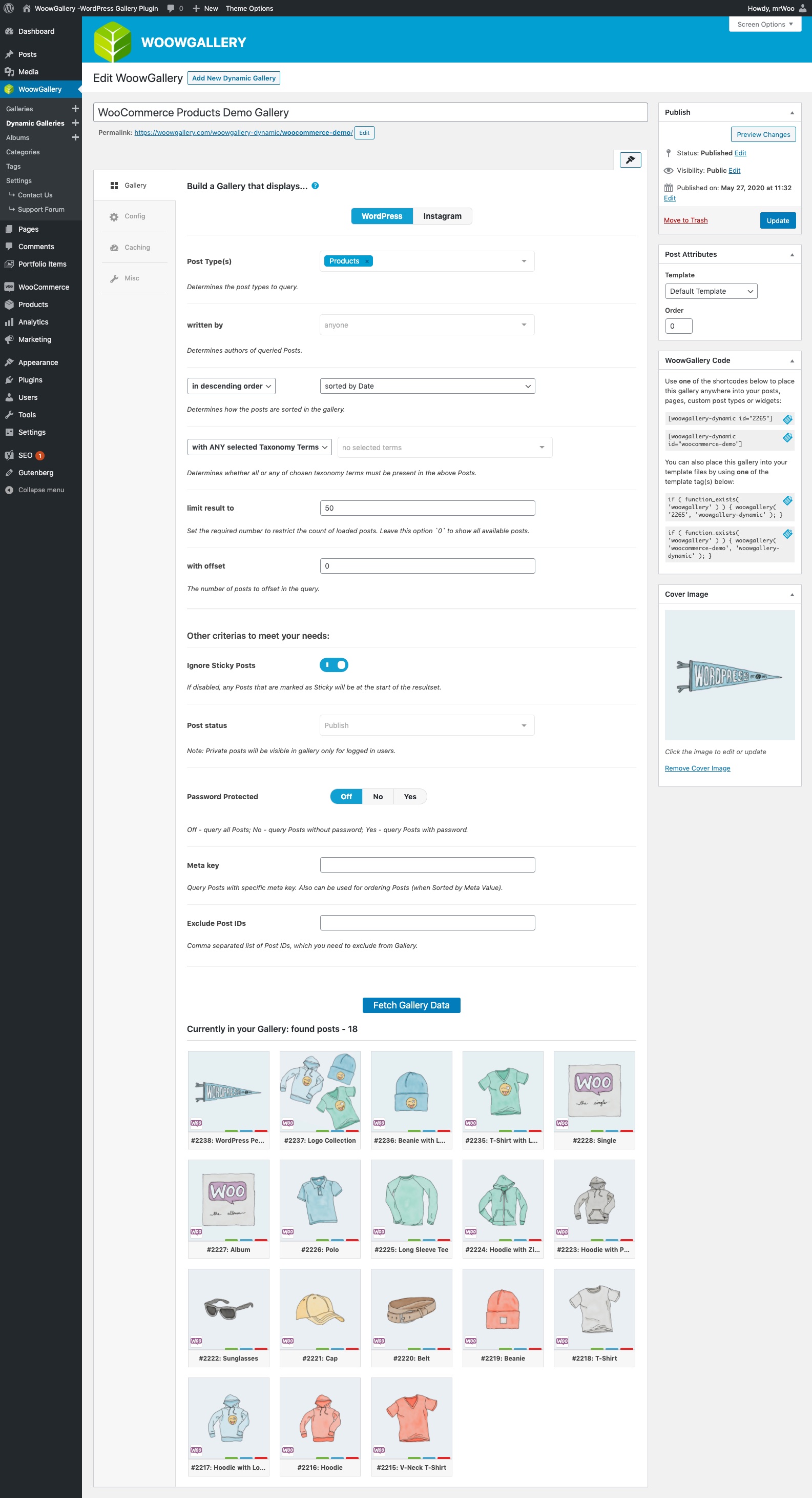 Dynamic WordPress Gallery - Build Screen.