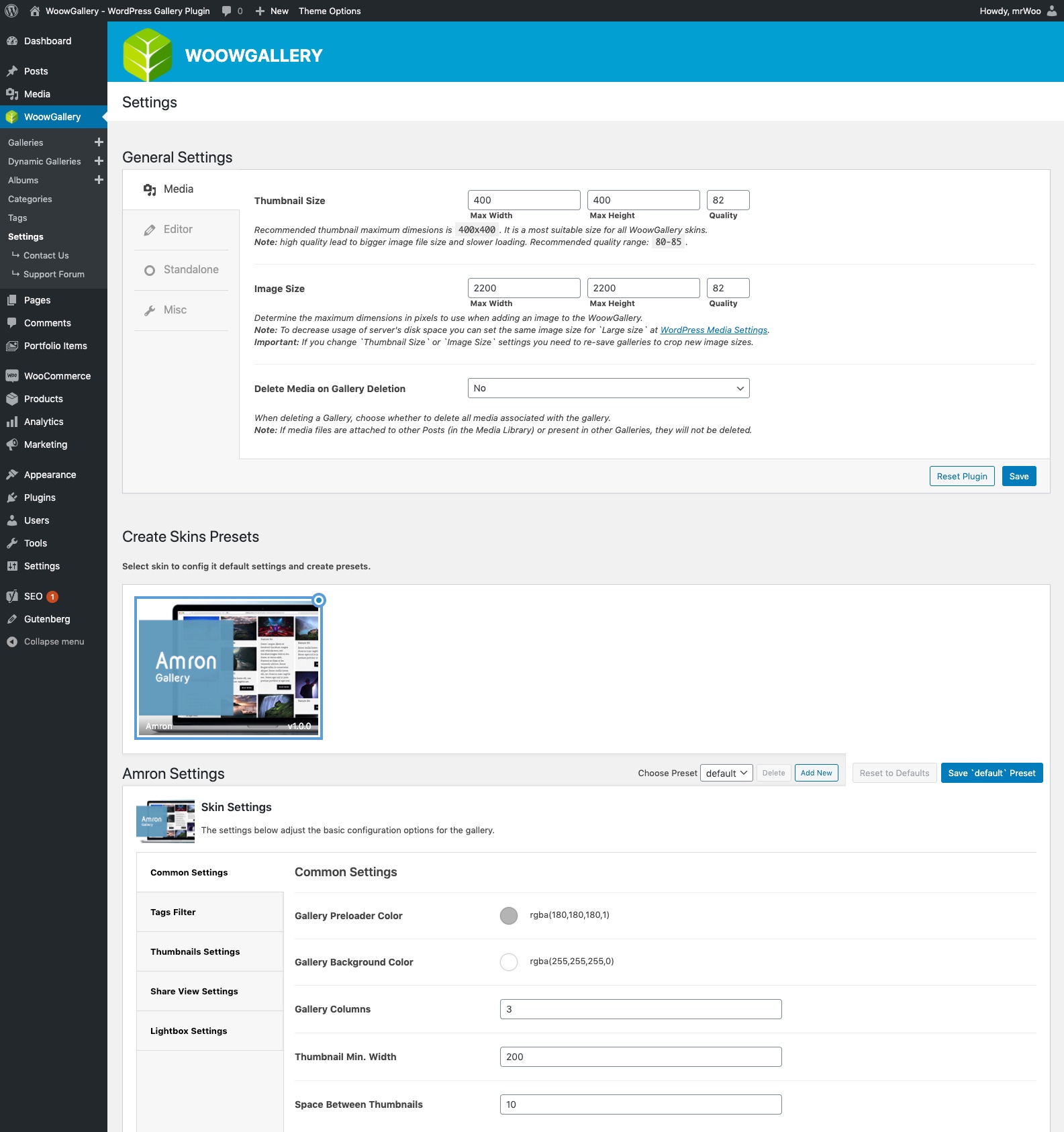 General Settings - Standalone Settings.