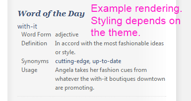 This shows the rendering of the Widget in the sidebar of a WP blog.