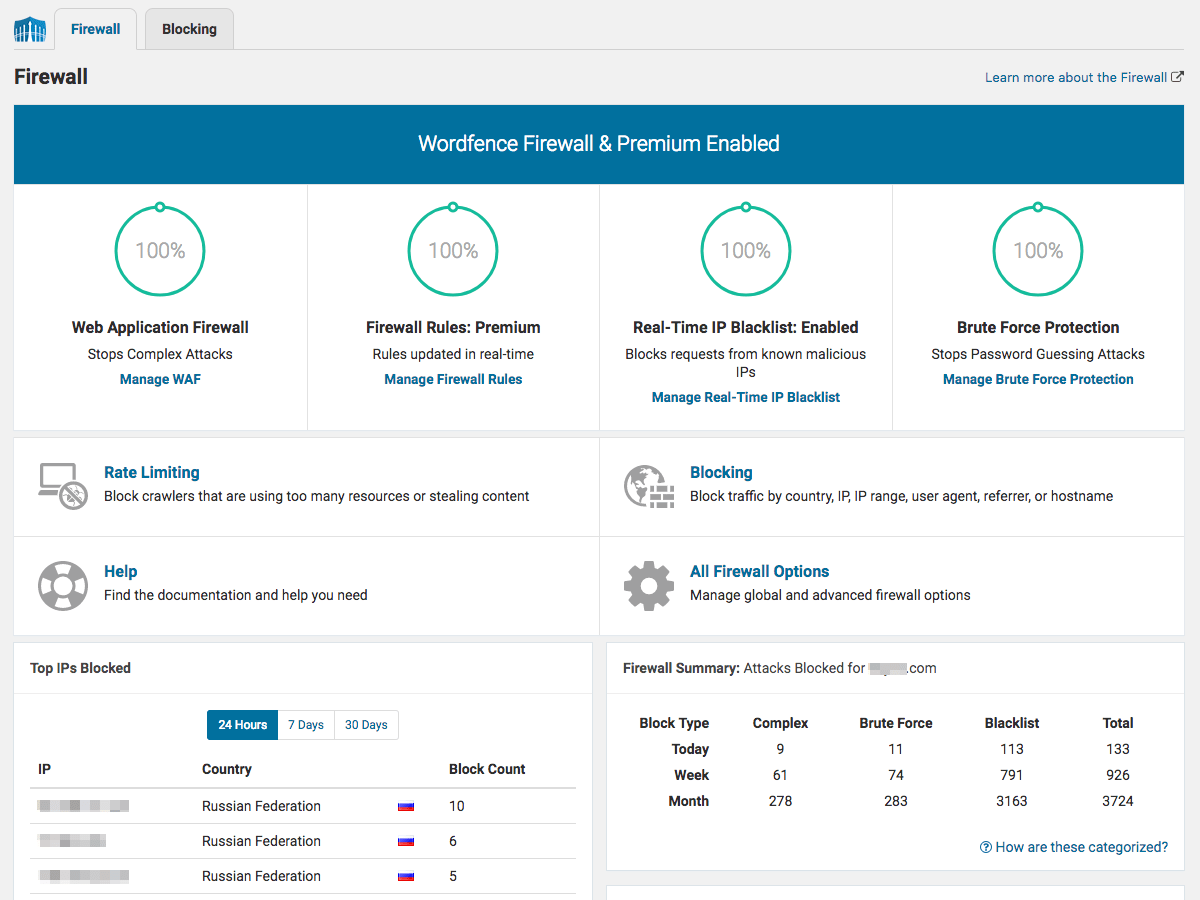 O firewall protege seu site de tipos comuns de ataques e vulnerabilidades de segurança conhecidas.