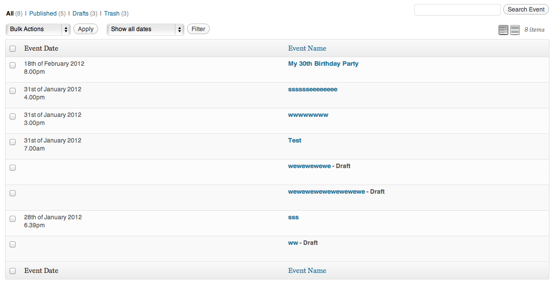 See all your events