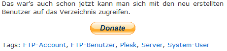 Screenshot of the donate button in a post.