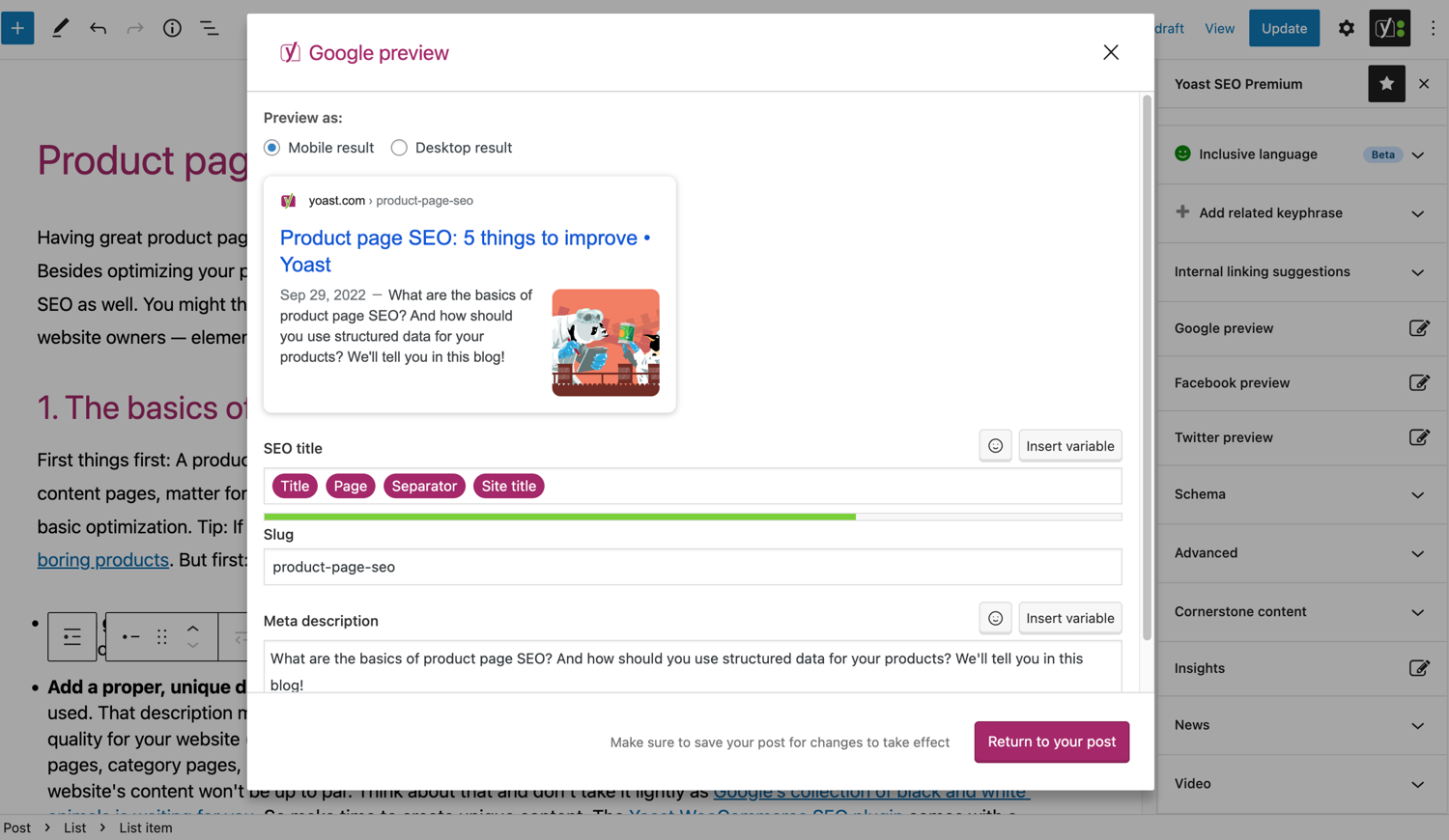 Yoast SEO Screenshot