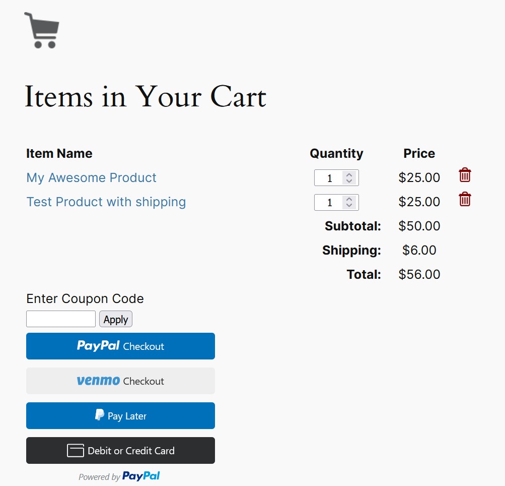 Simple Shopping Cart
