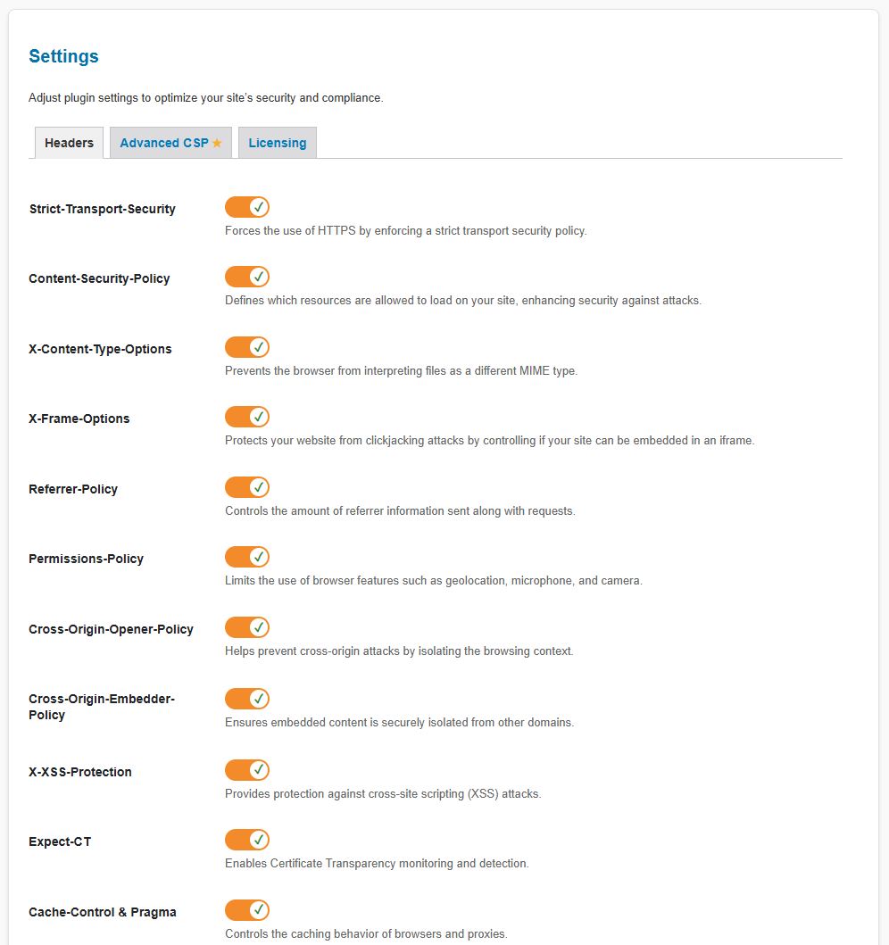 WordSentinel lets you configure which header is active.