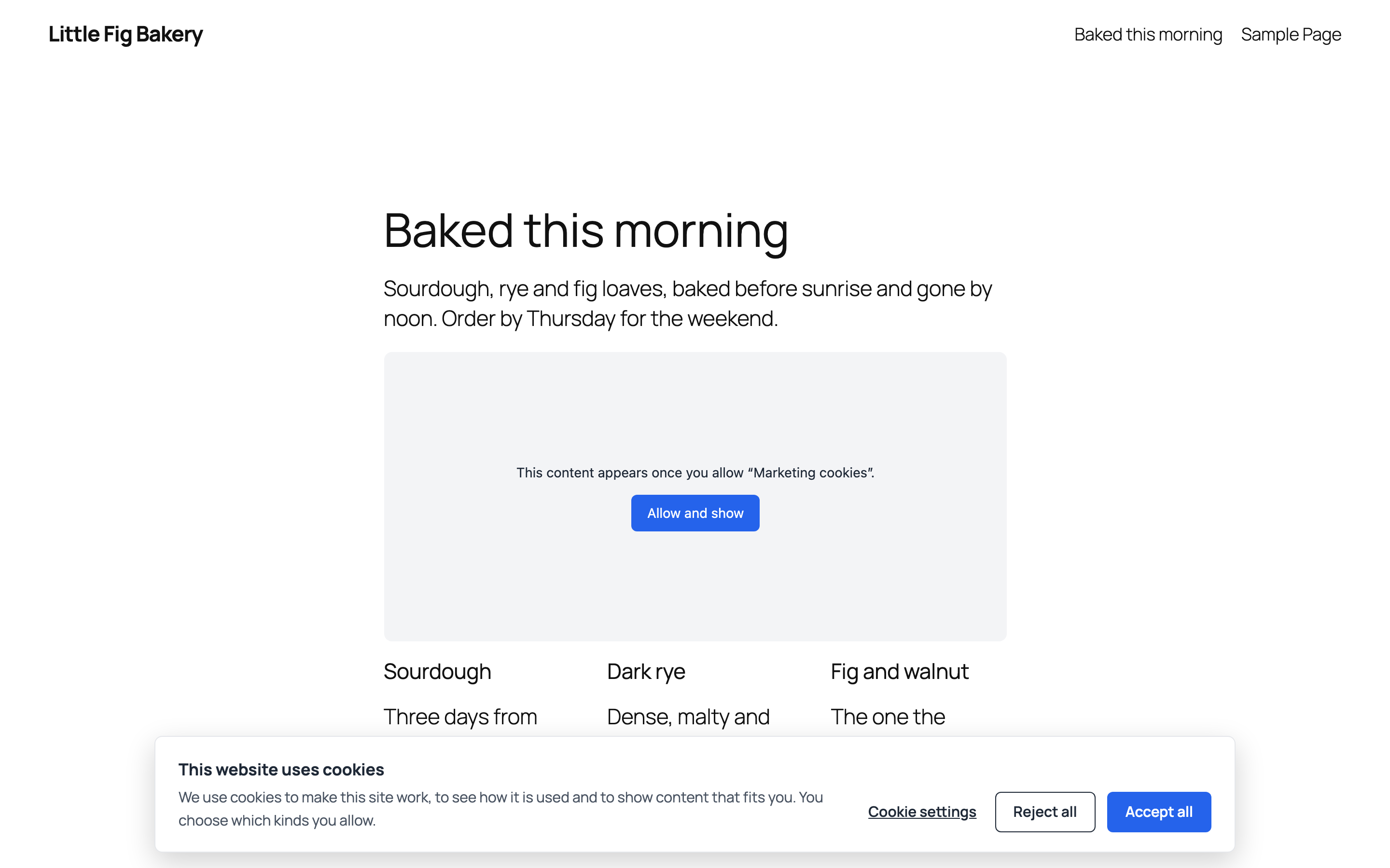 The banner on a site: accept, reject or choose — and a video that waits shows a placeholder with a button of its own.