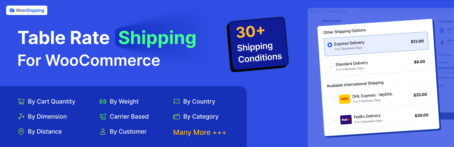 WowShipping – Weight Based Table Rate Shipping with Live Rates for UPS, USPS, DHL