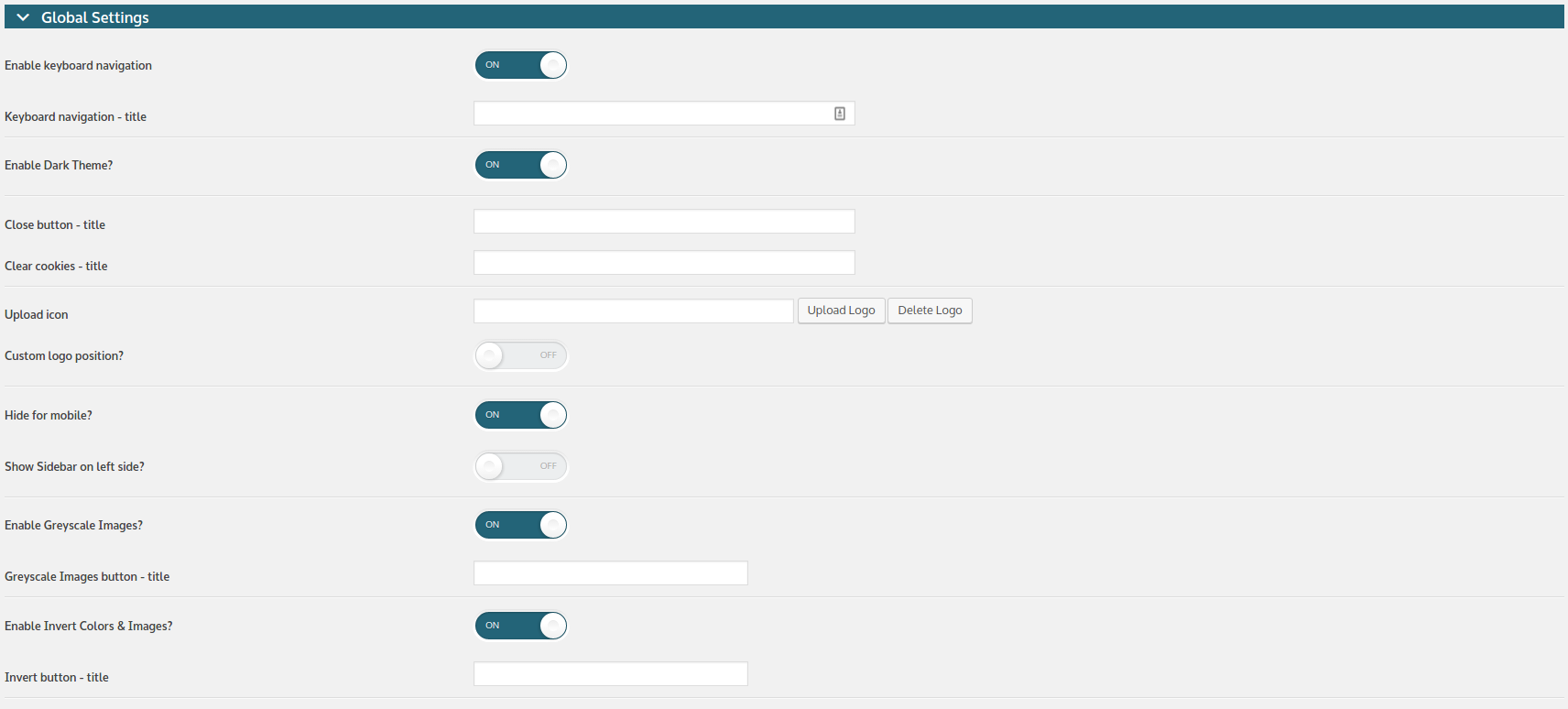 <p>WP Accessibility Helper - Settings Page ( screenshot #1 )</p>