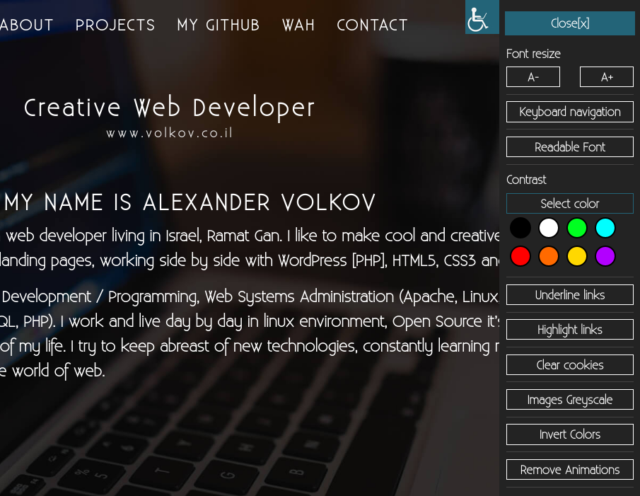 <p>WP Accessibility Helper - Front-end opened sidebar ( screenshot #3 )</p>