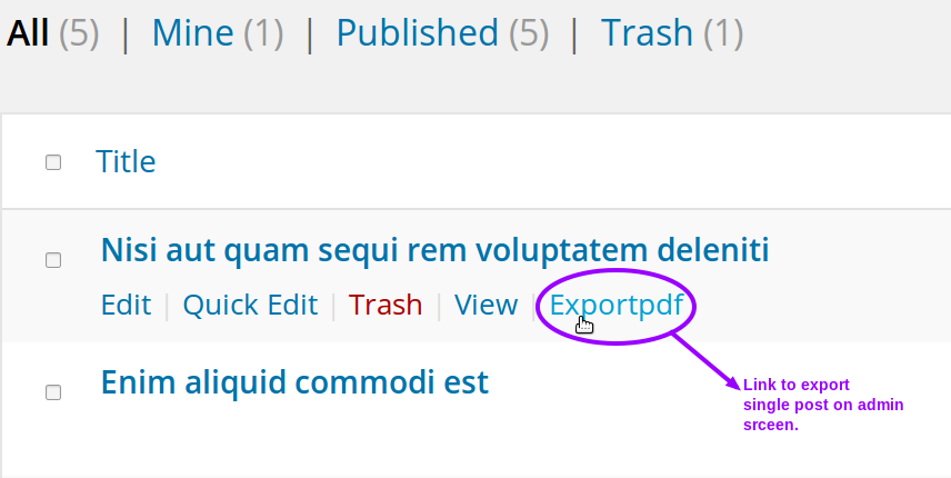 Export In post edit screen