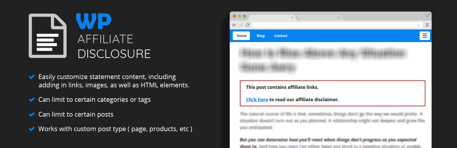 WordPress 外掛 WP Affiliate Disclosure 的封面圖片。