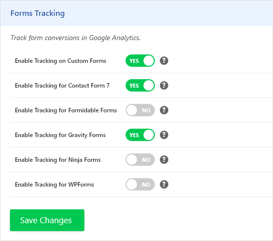 Google Analytics by Analytify - <a href="https://analytify.io/pricing?utm_source=wp-org&amp;utm_medium=screenshots&amp;utm_campaign=pro-upgrade&amp;utm_content=Forms+Tracking+Settings">Forms Tracking Settings</a>