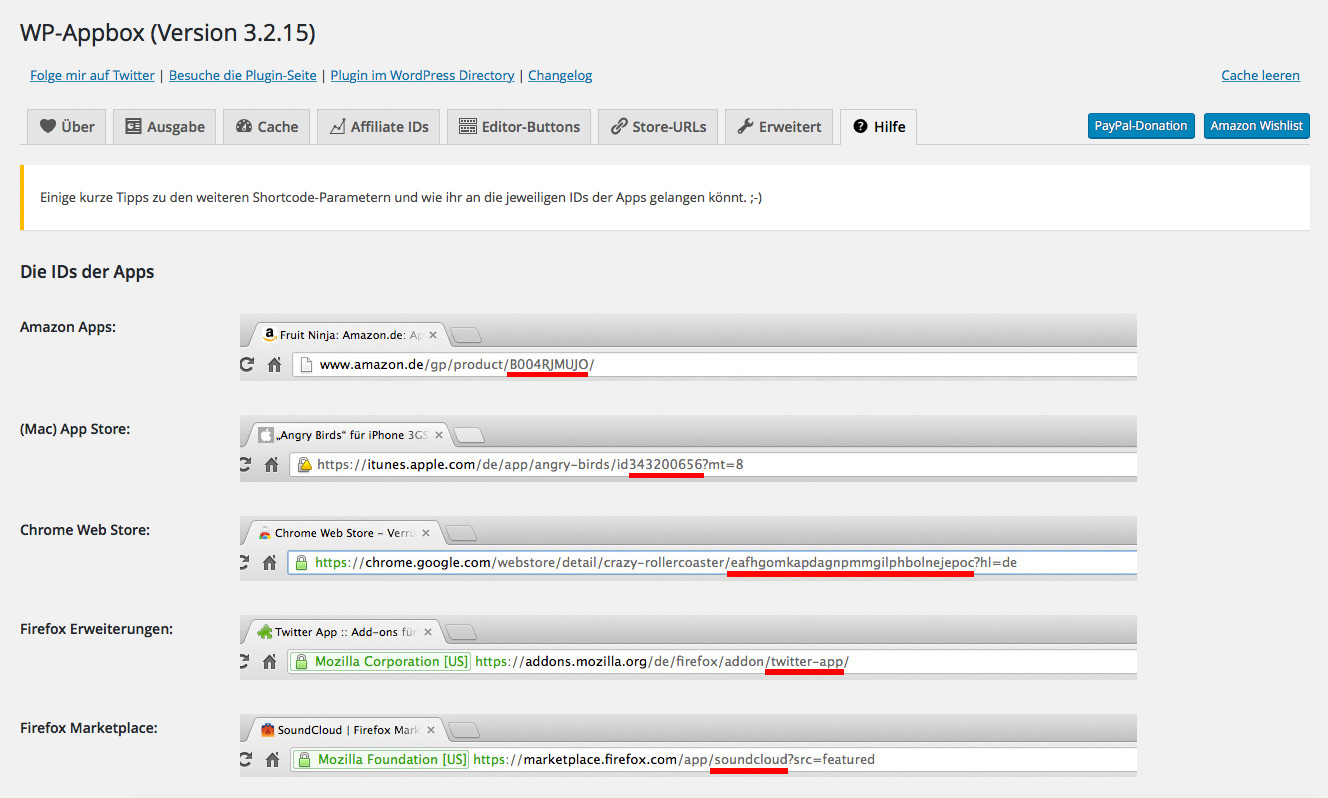 WP-Appbox settings: