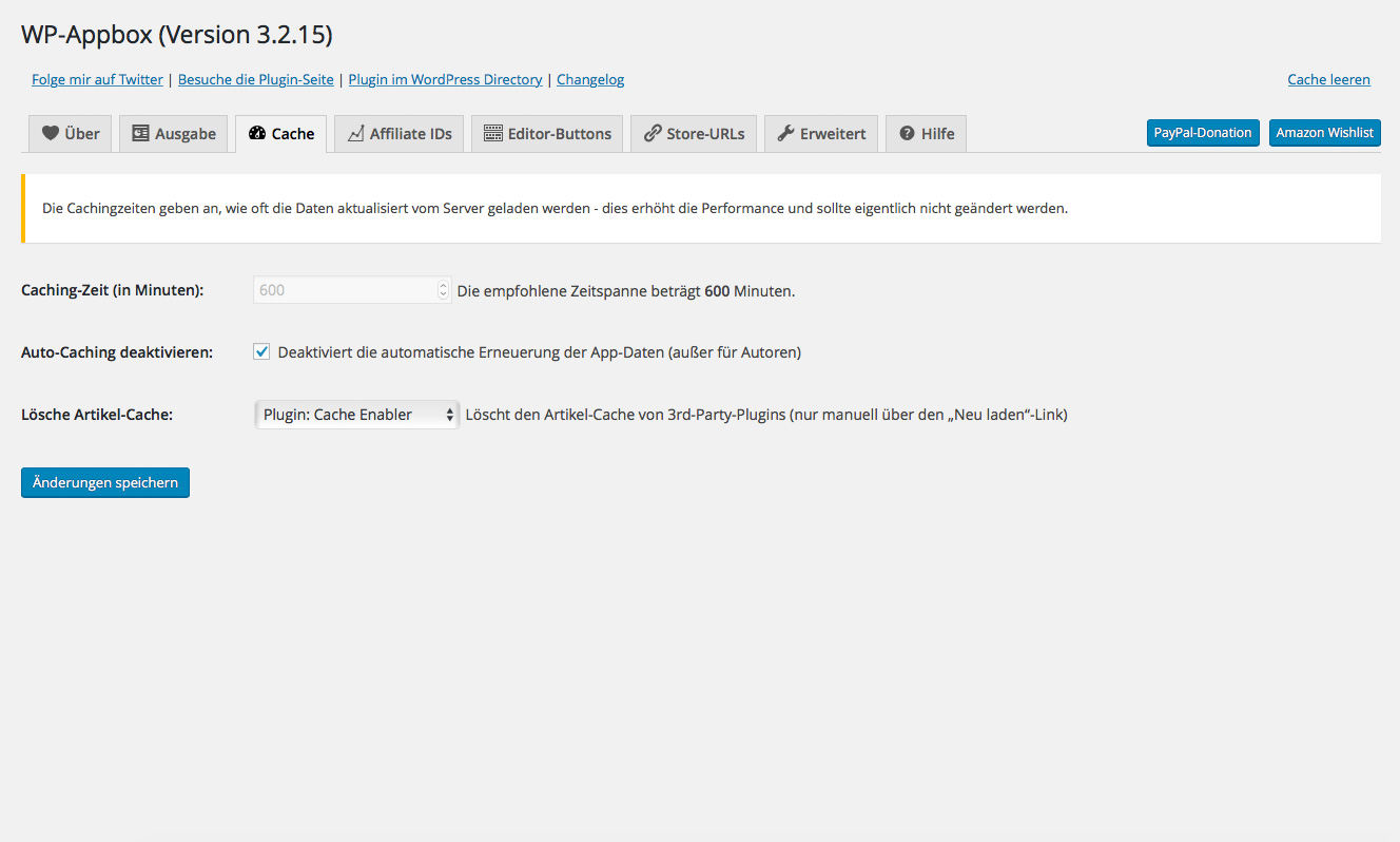 WP-Appbox settings: