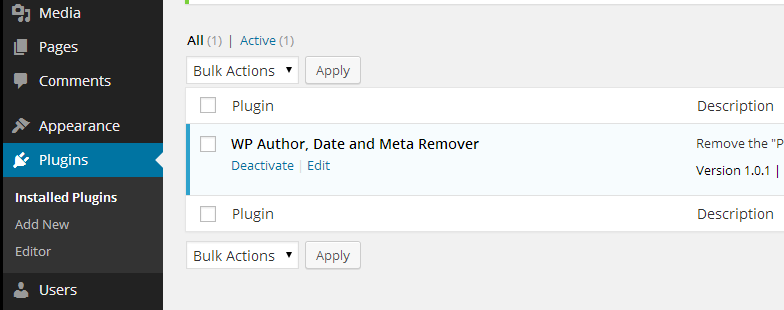 WP Author, Date and Meta Remover