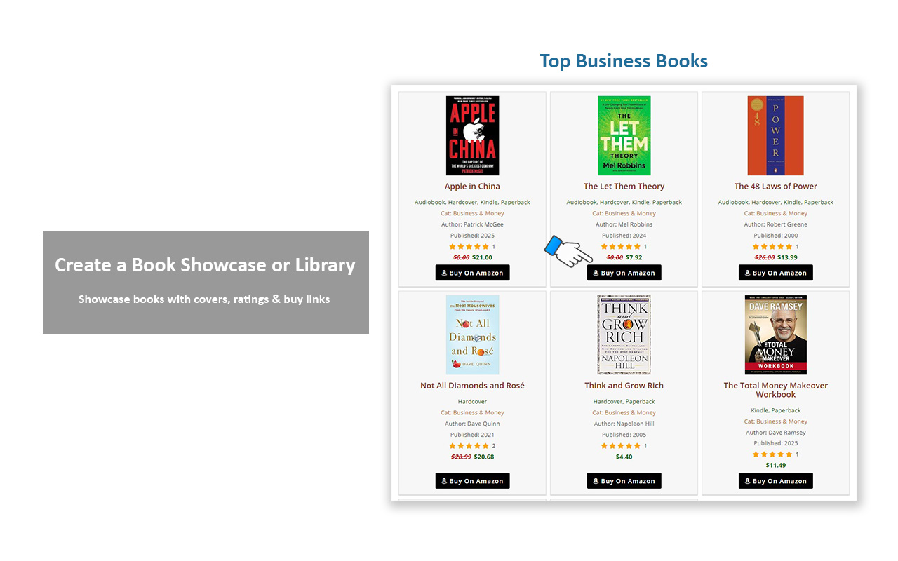 Book showcase grid layout