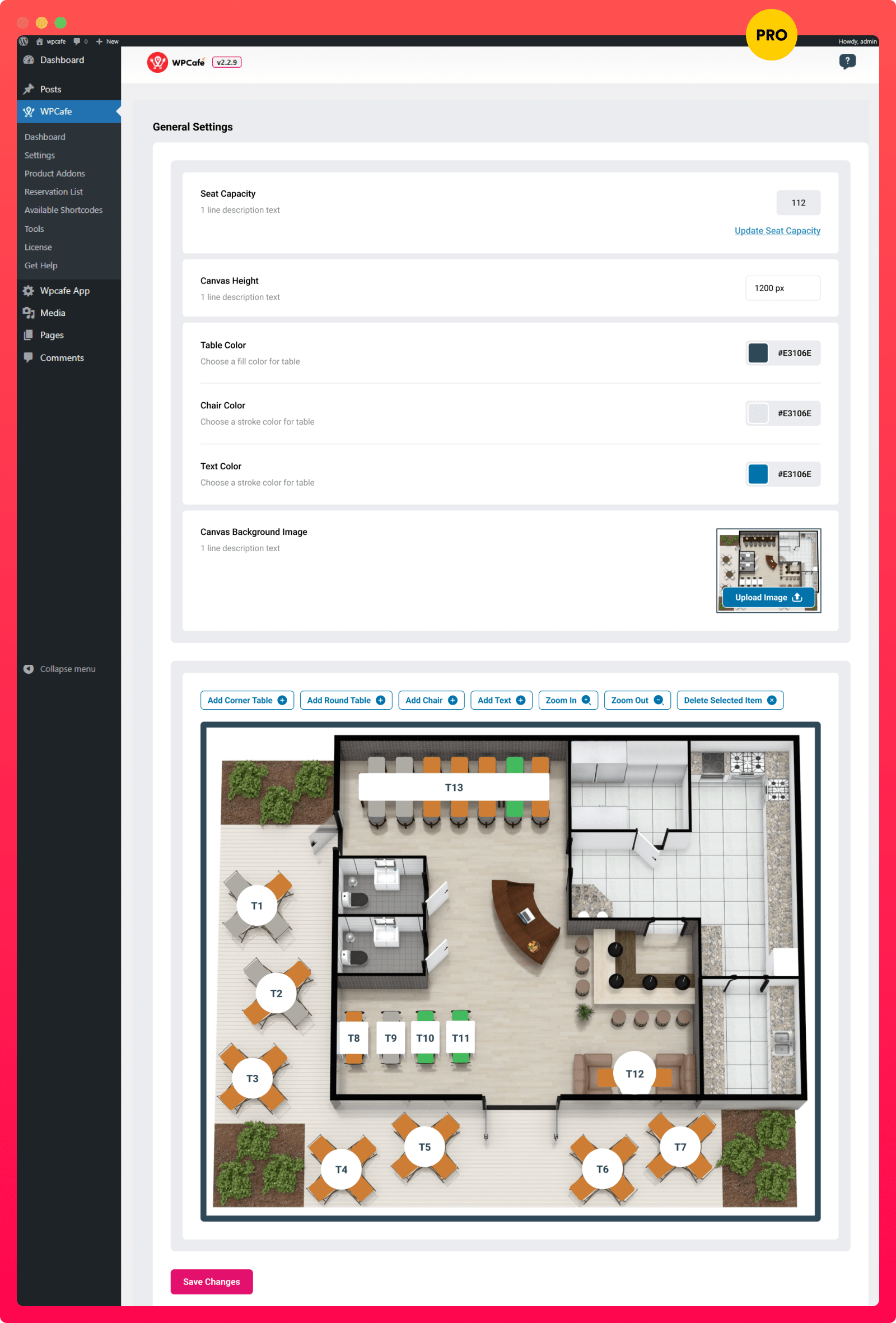 Visual Table Layout Reservation