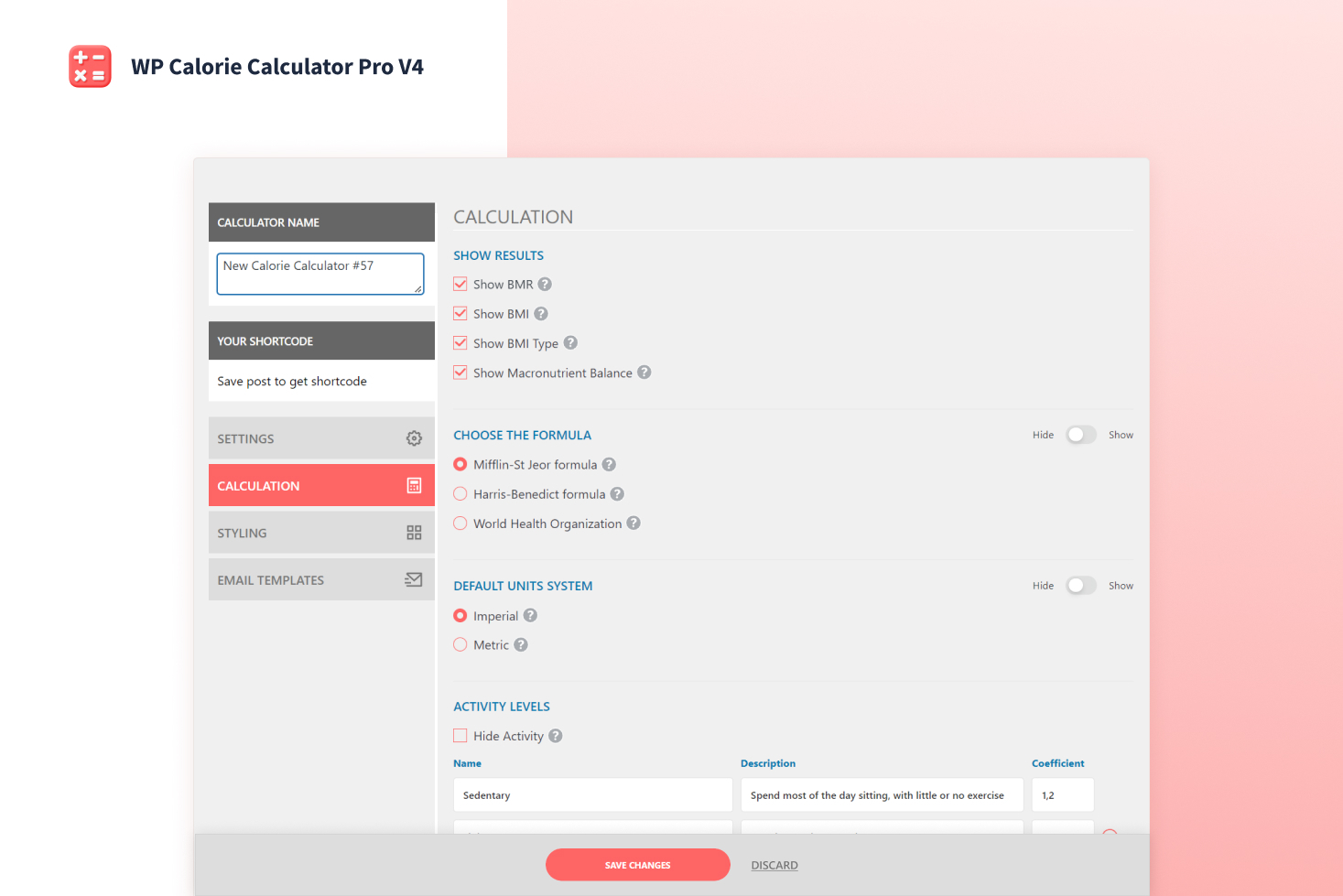 Calculation settings
