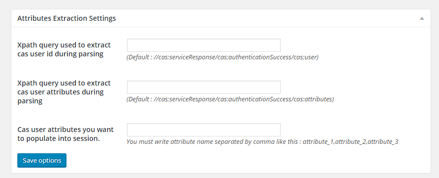 This is the attributes extraction settings.