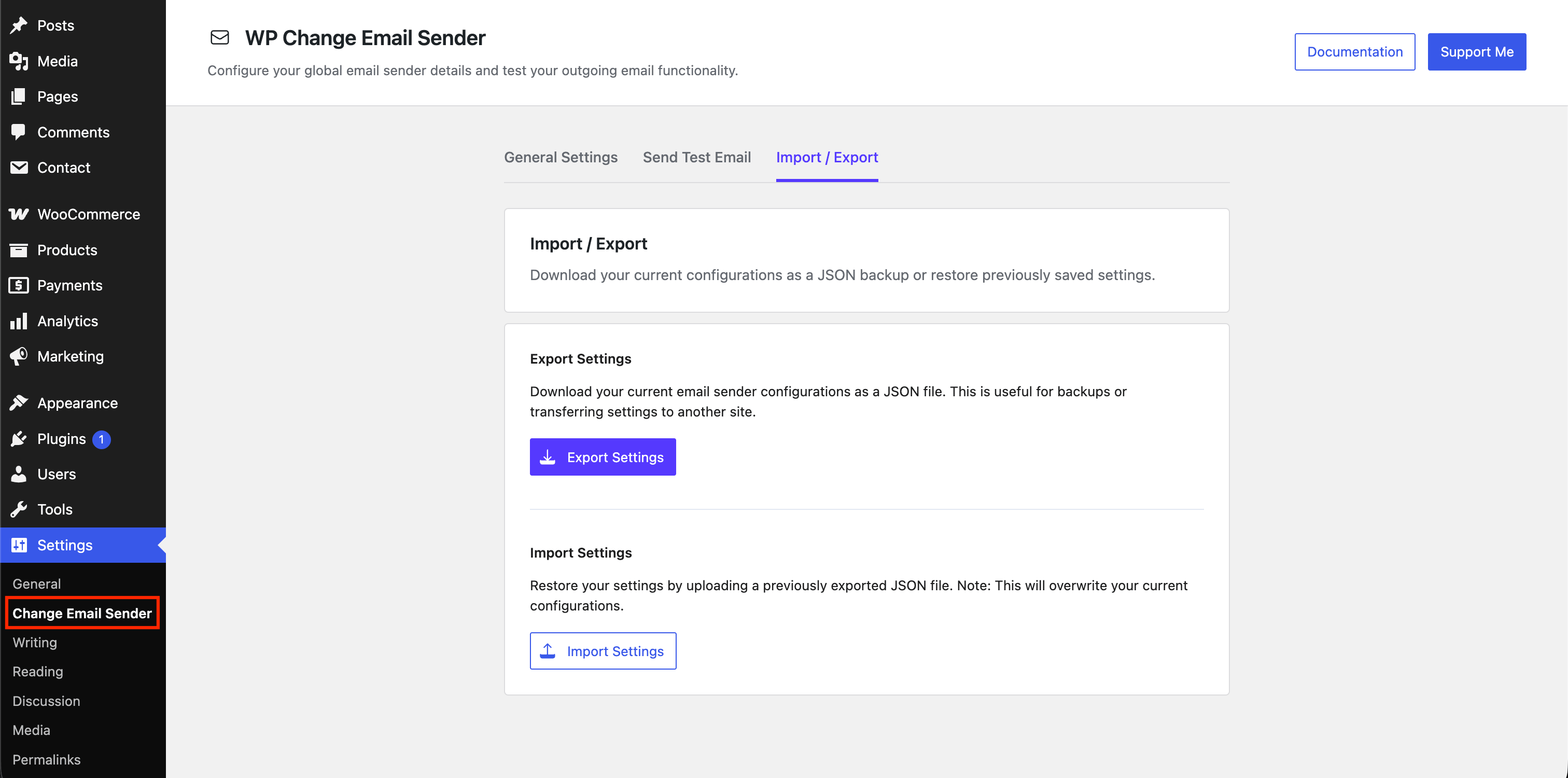 WP Change Email Sender