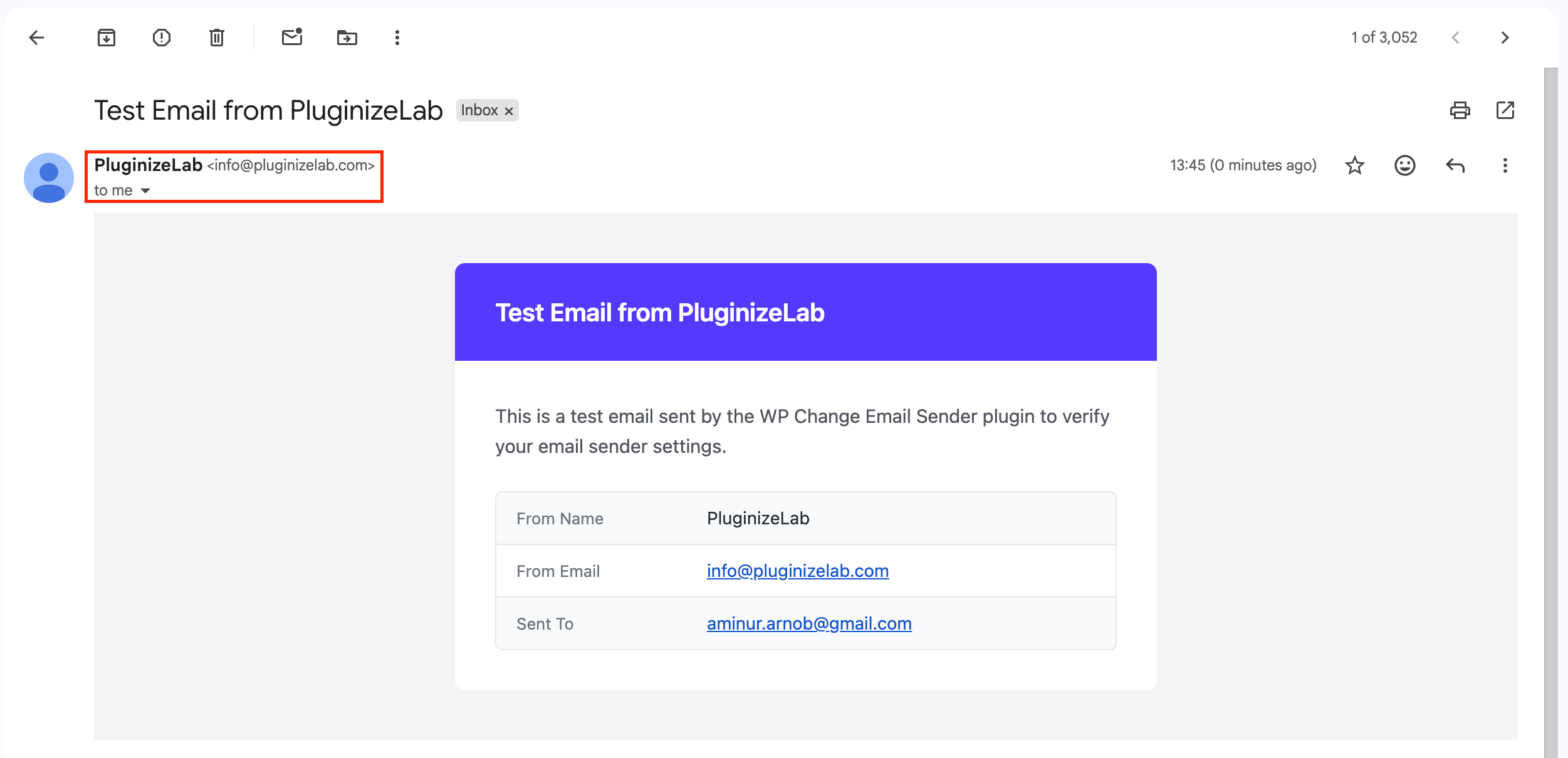WP Change Email Sender
