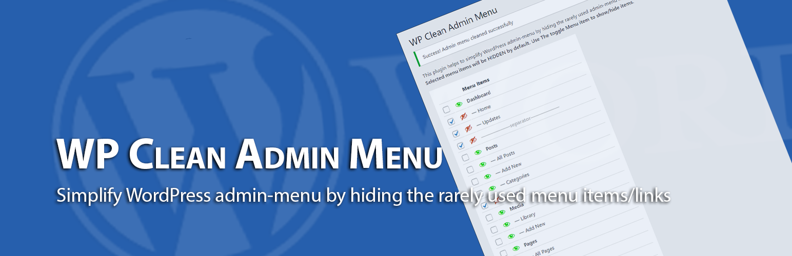 WordPress 外掛 WP Clean Admin Menu 的封面圖片。