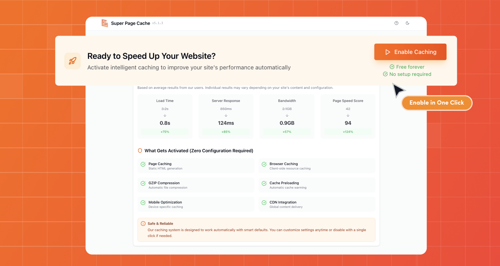Enable Caching in One Click