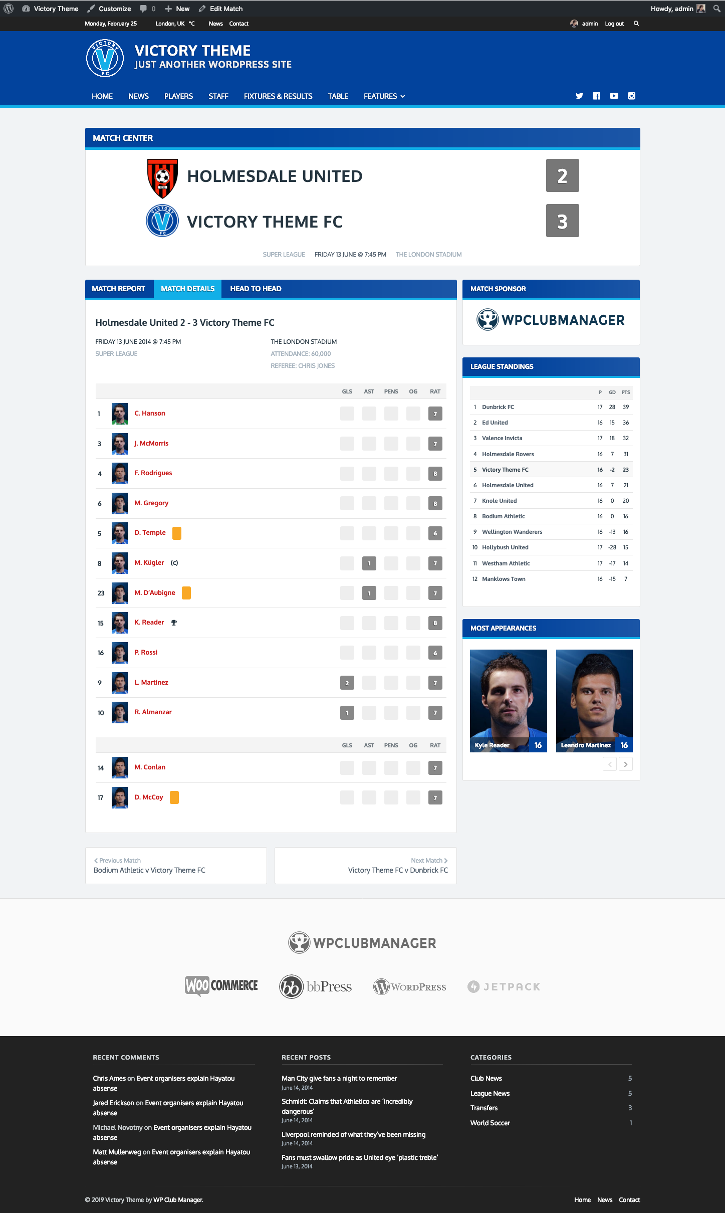 WP Club Manager – WordPress Sports Club Plugin – WordPress plugin |  