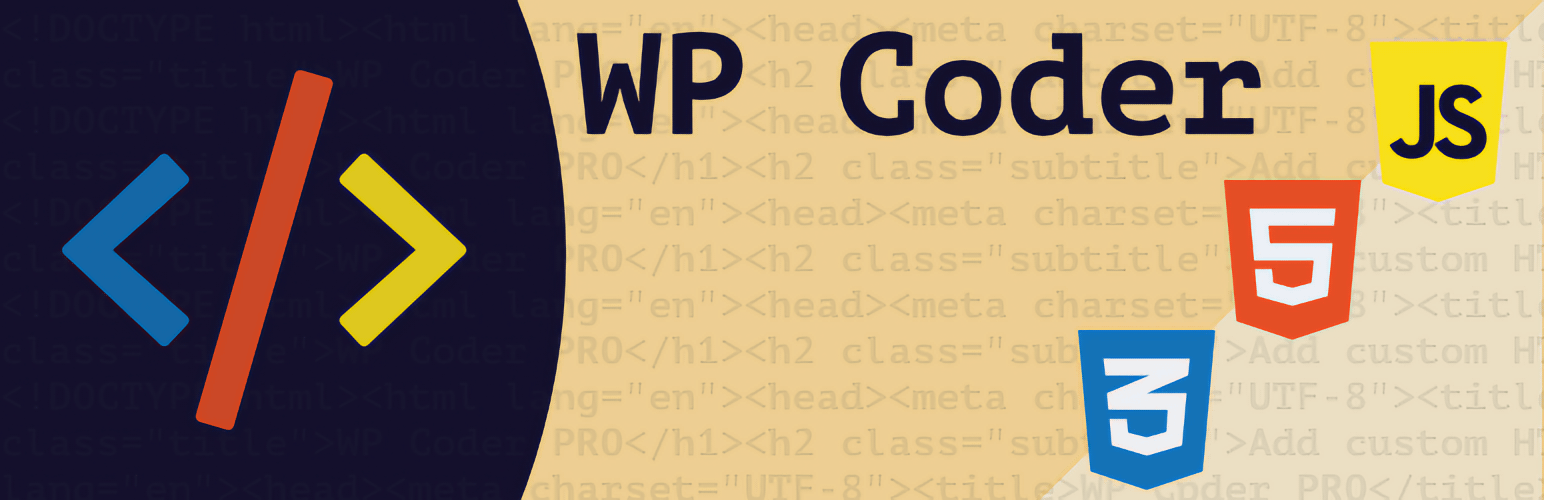 WordPress 外掛 WP Coder – Code Snippets + HTML, CSS, JS and PHP Injection 的封面圖片。