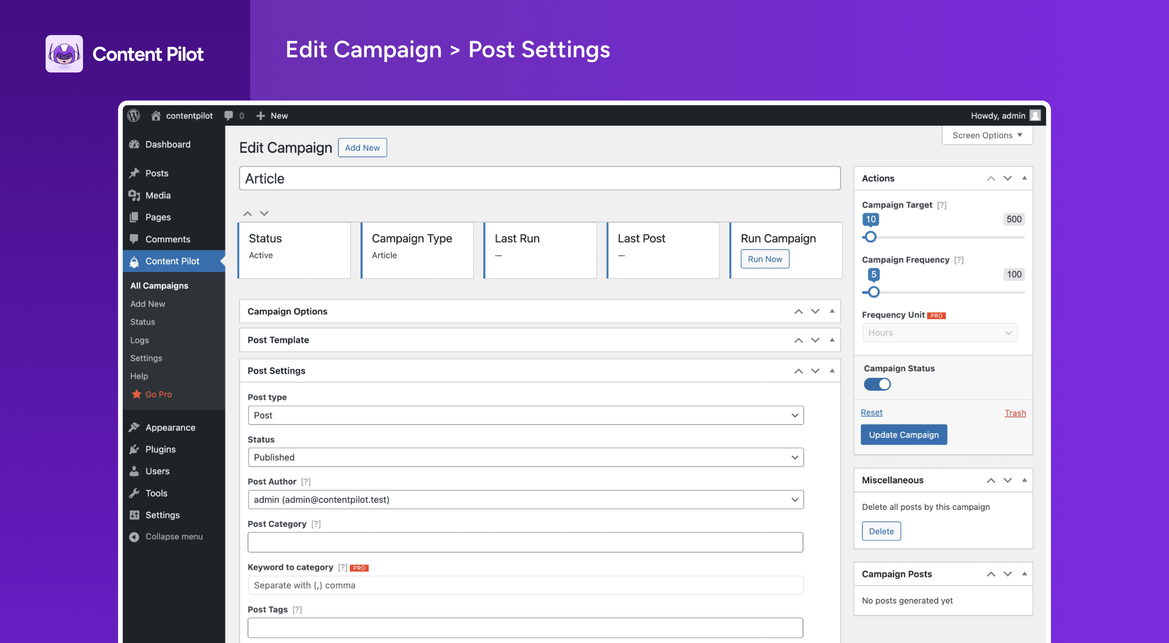 Campaign Advanced Settings