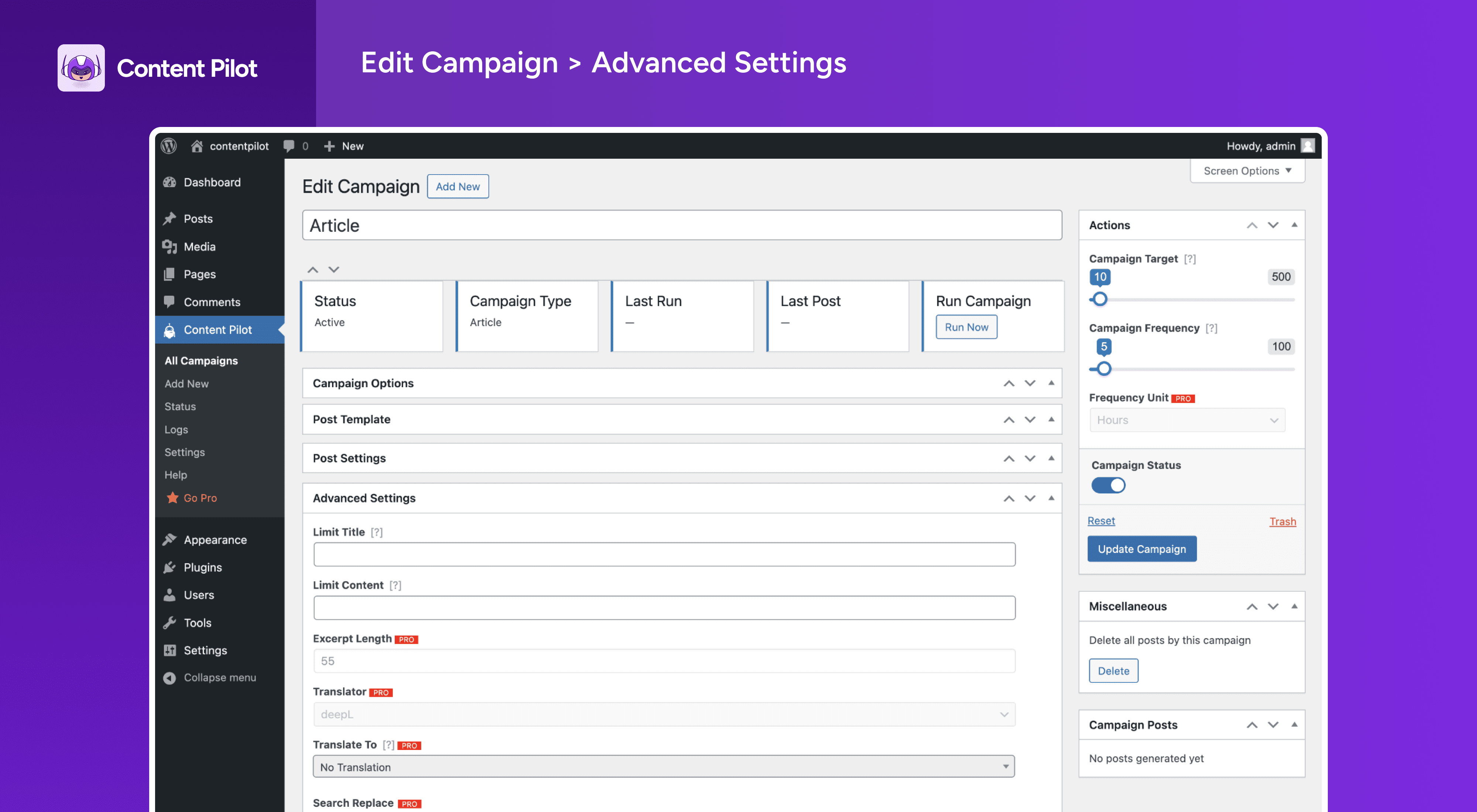 Settings Page