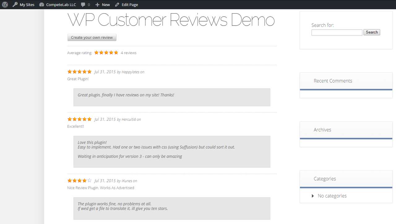 WP Customer Reviews