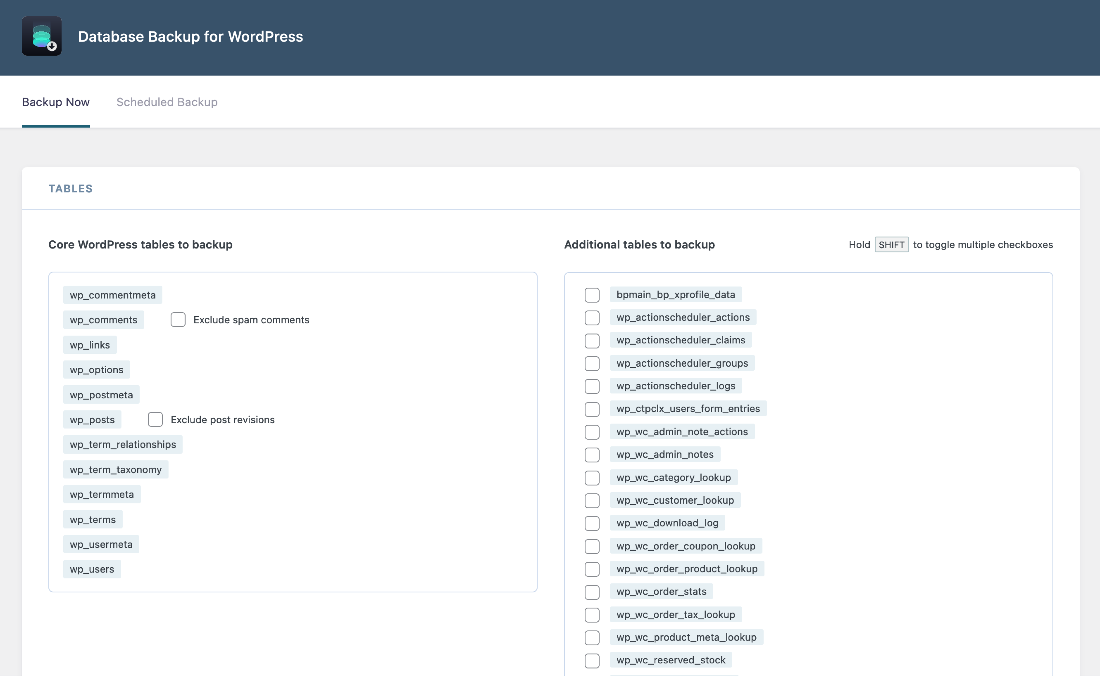 Database Backup for WordPress