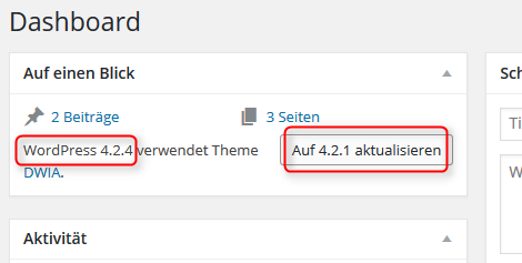 WordPress bietet eine ältere Version als Update an