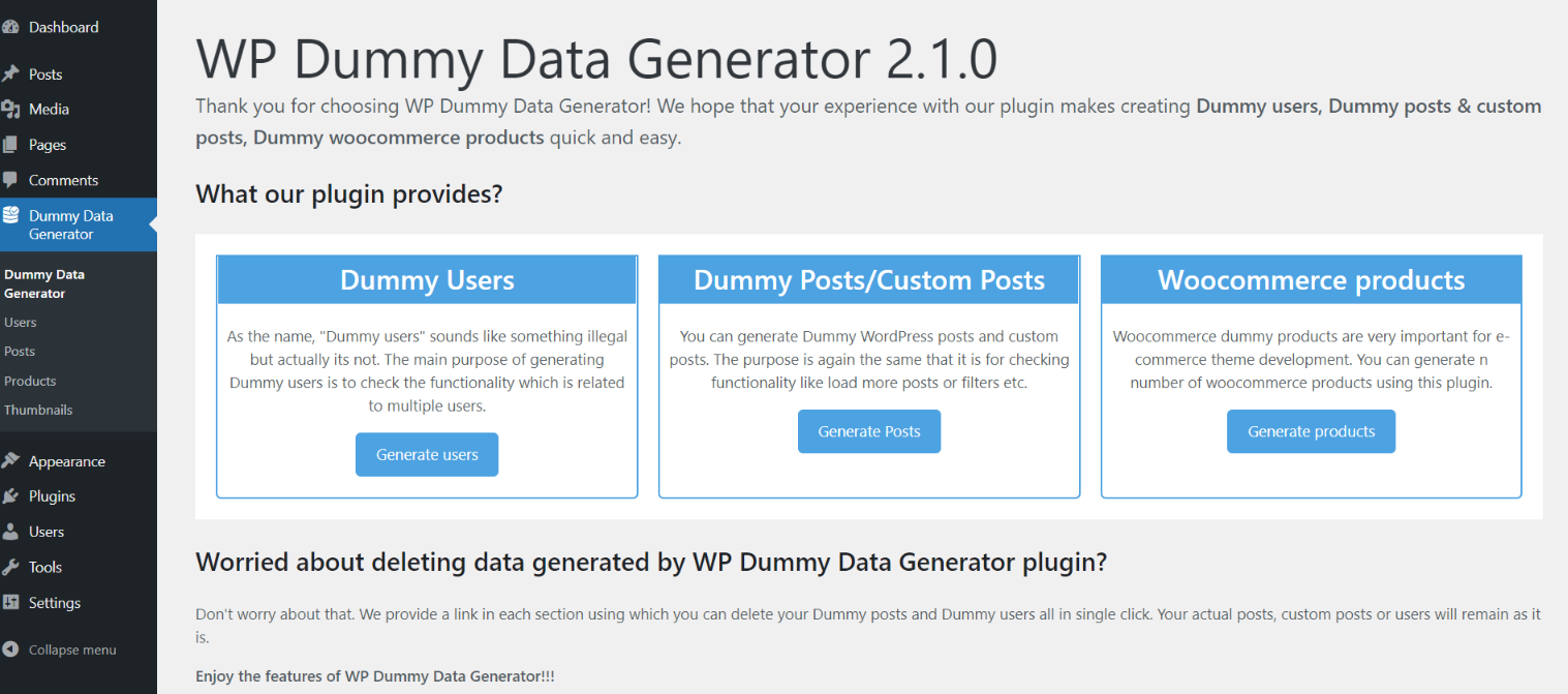 WP Dummy Content Generator