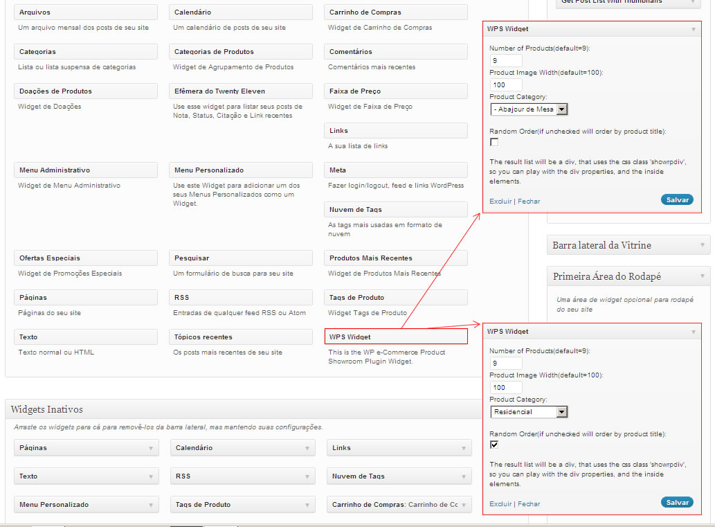 Configuring widgets parameters on wp-admin