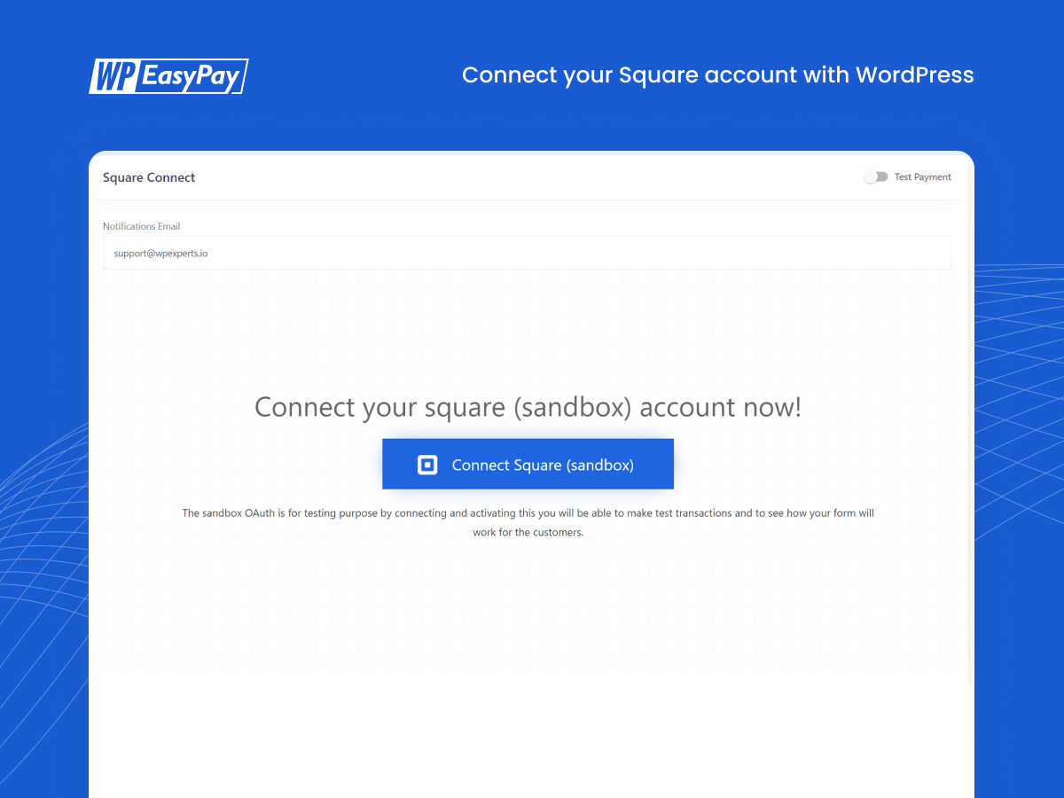 WP Easy Pay Settings Square WordPress