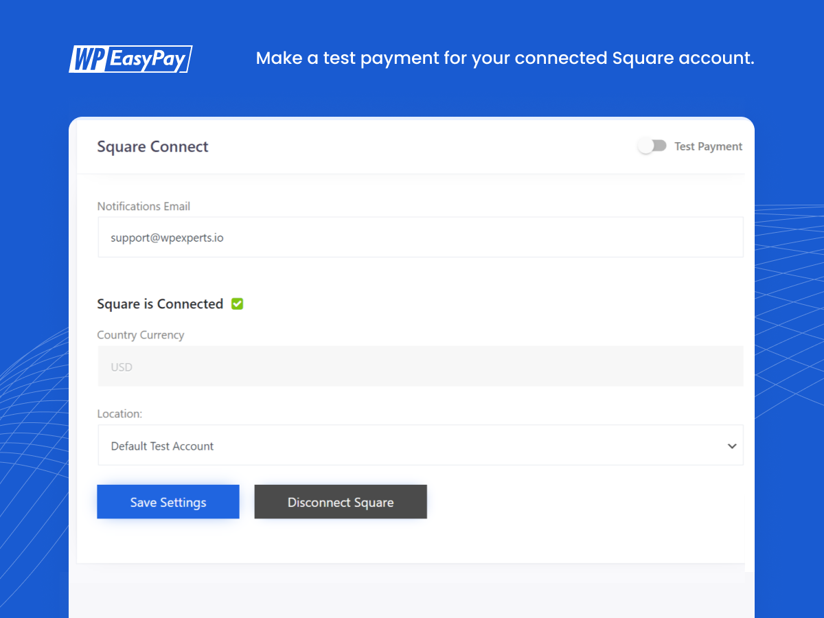 WP Easy Pay Form Square WordPress