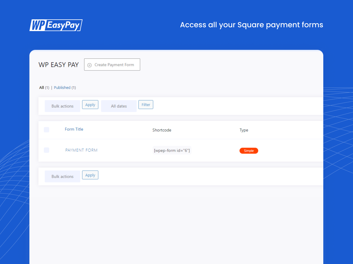 WP Easy Pay Pro Features Square WordPress