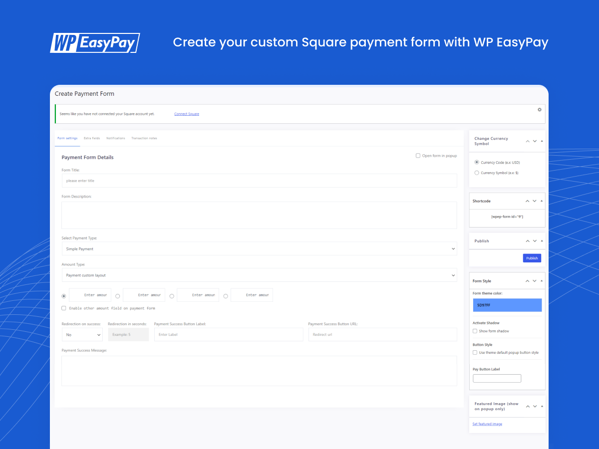 WP Easy Pay Desktop View Square WordPress.