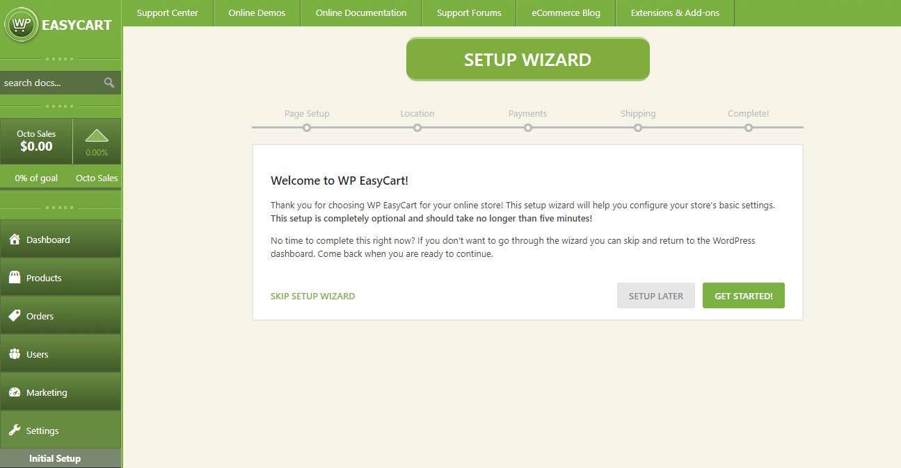 Administrative Wizard for 5 step setup process!