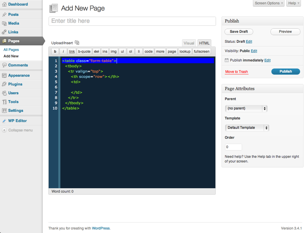 Syntax highlighting in Page/Post editor