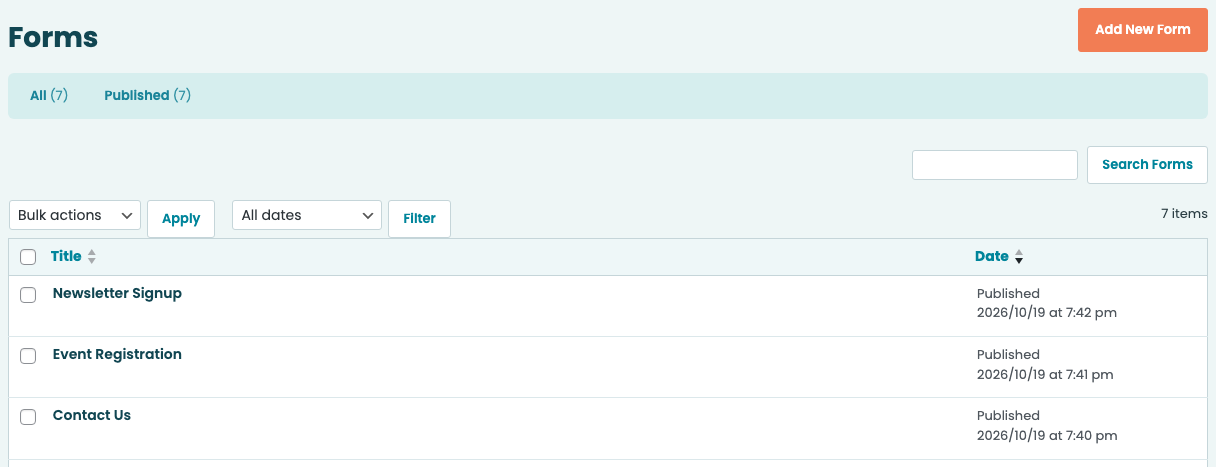 Manage all of your signup forms in one place.