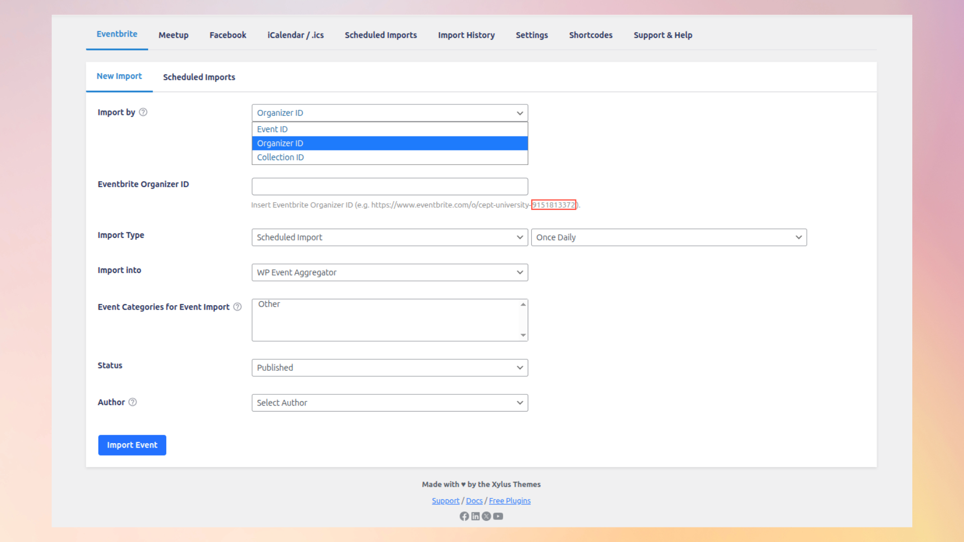 Import events from Eventbrite.