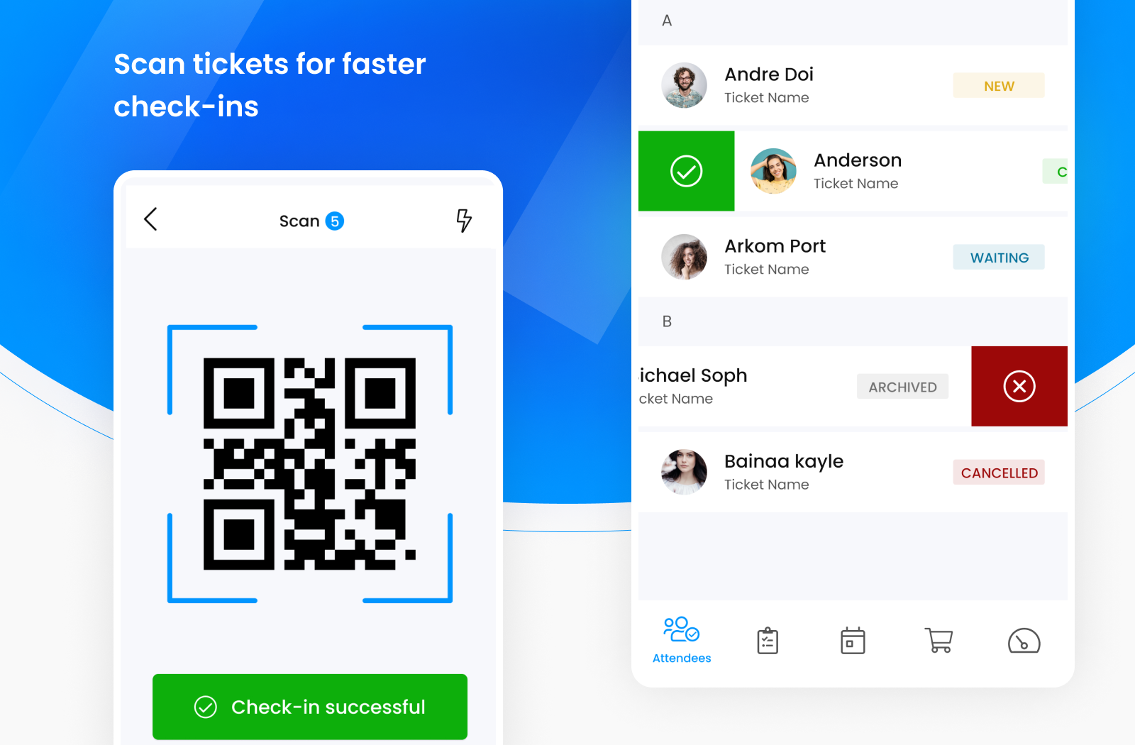 <p>Scan tickets for faster check-ins - Mobile App</p>