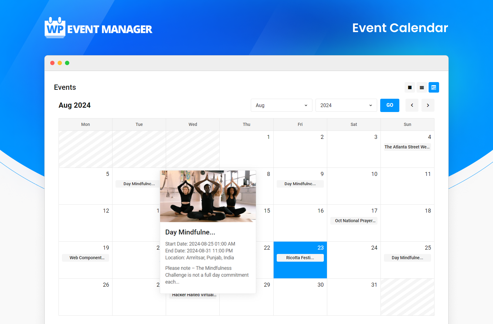 <p>Event Calendar - Frontend</p>