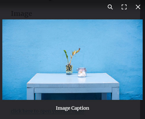 Image popup in lightbox