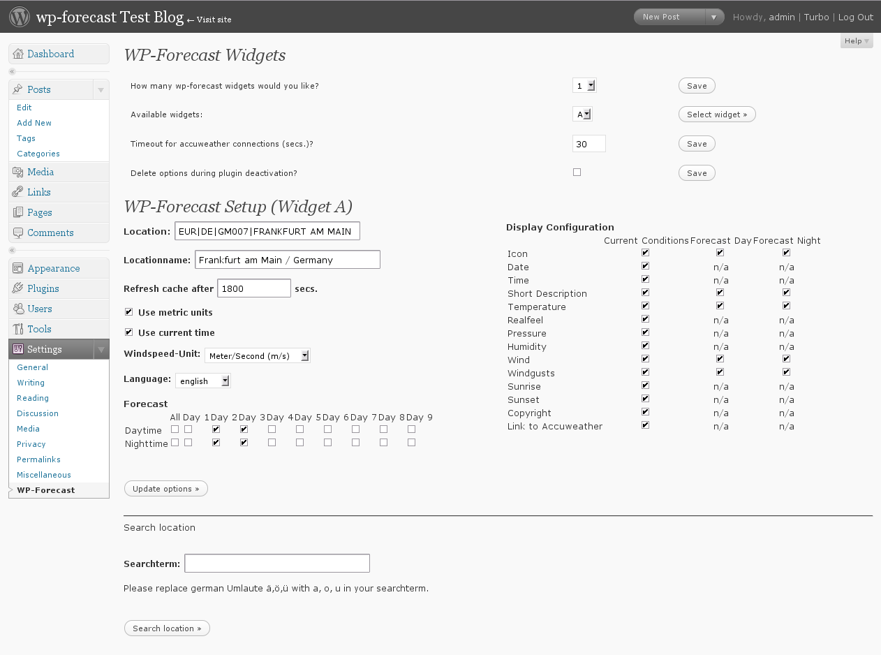 wp-forecast admin dialog