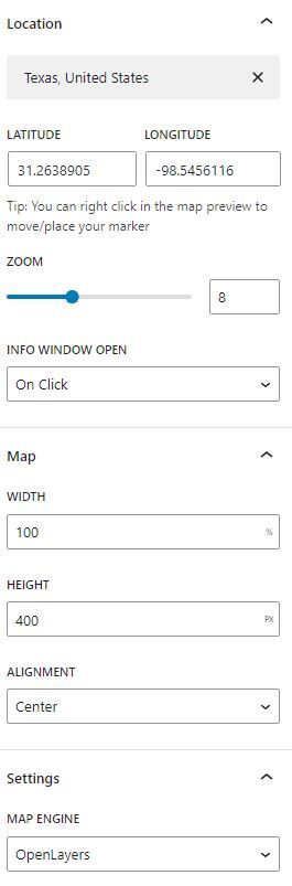 Block settings overview